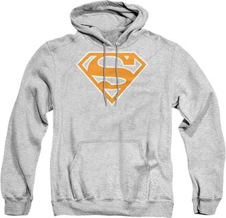 Gildan Superman Lt Orange & White Shield Adult Pull Over Hoodie / Hooded Sweatshirt