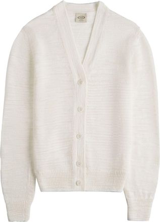 Tod's V-neck knit cardigan - women - Linen/Flax/Polyester - M - White