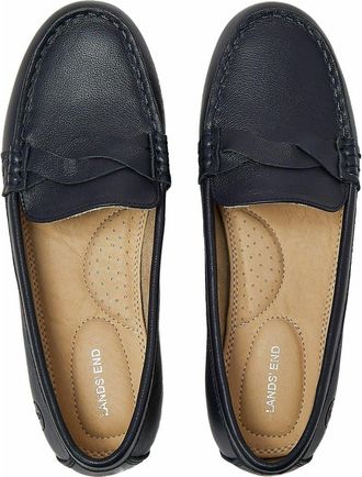 Lands End Comfort Leather Slip On Loafer Shoes in Deep Sea Navy at Nordstrom, Size 7.5