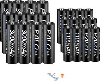 OEM Pilas Recargables, Capacidad De 3000 Mah, Cargador Incluido, 12 Pilas Aa Y Aaa