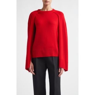 Toteme Cashmere Crewneck Cape Sweater in Poppy at Nordstrom, Size Xx-Small