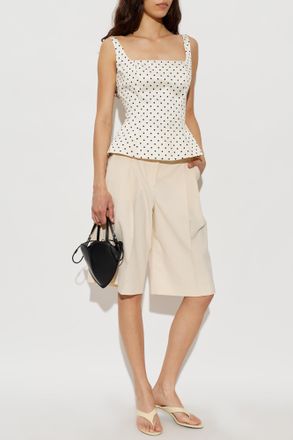 Rotate Satin Polka Dot Top, Womens, Cream