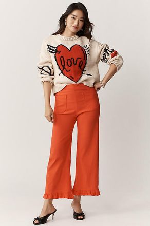 Maeve The Colette Magic Fabric Ruffle-Hem Crop Wide-Leg Pants by Maeve