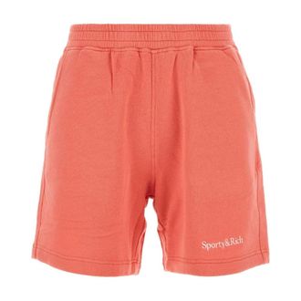 Sporty & Rich Zalmroze Stretch Katoenen Shorts - Dames - Korte Broeken - Roze - XS - Katoen - Korte Broeken