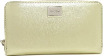 Jimmy Choo London Gold Leather Long Wallet (Bi-Fold) (Pre-Owned)
