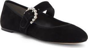 Stuart Weitzman Piper Mary Jane Ballet Flat in Black Suede at Nordstrom Rack, Size 9