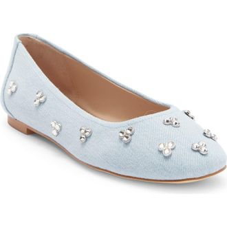 Stuart Weitzman Tammy Crystal Embellished Ballet Flat in Light Blue at Nordstrom Rack, Size 10.5
