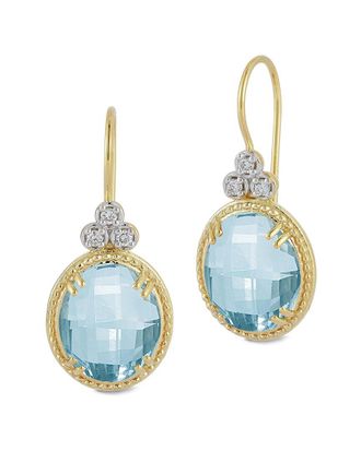 I.Reiss Company 14K 9.72 Ct. Tw. Diamond & Blue Topaz Drop Earrings
