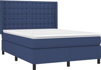 vidaXL Vidaxl - Cama Box Spring Colch&oacute;n Y Luces Led Tela Azul 140x190 Cm