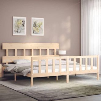 vidaXL Vidaxl - Estructura de cama de matrimonio con cabecero madera maciza