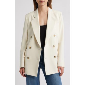 Frame Denim The Relaxed Everyday Double Breasted Blazer in Ecru at Nordstrom, Size 0