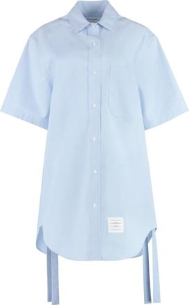 Thom Browne Verstelbare Katoenen Overhemdjurk - Dames - Overhemden - Blauw - S - Katoen - Overhemden