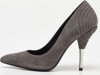 Balmain Grey Suede Pointed Toe Pumps