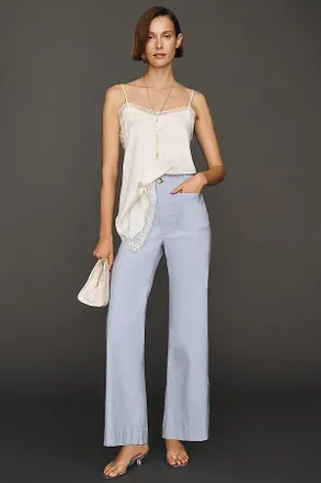 Maeve Colette High-Rise Wide-Leg Full-Length Pants in Magic Fabric
