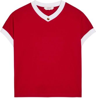 Versace Vintage Cropped Stretch-cotton T-shirt - Red - 48 (UK16 / XL)