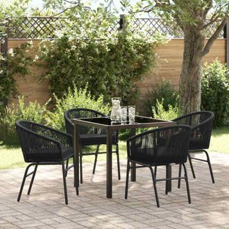 vidaXL Conjunto De Comedor De Jard&iacute;n 5 Pcs Negro Polirat&aacute;n Vidaxl