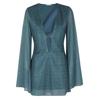 Os&eacute;ree Short Dresses, female, Blue, Size: S Lumiere O-Kaftan Dress