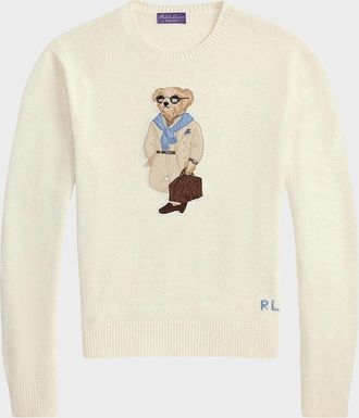 Ralph Lauren Purple Label Men & apos;s Silk Knit Polo Bear Crewneck Sweater