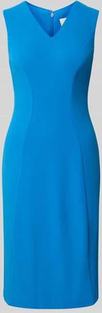 Calvin Klein Knielanges Etuikleid mit V-Ausschnitt Modell Scuba in Royal, Größe XL