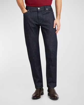 Brioni Mens Dark Wash Straight-Leg Jeans