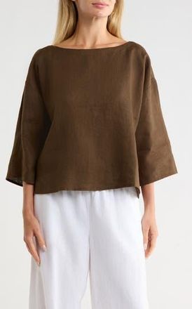Eileen Fisher Bateau Neck Box Top in Branch at Nordstrom Rack, Size X-Small