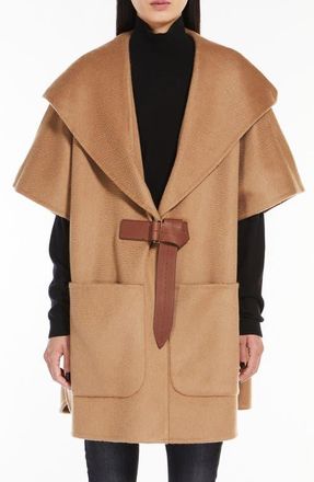 Max Mara Dorico Belted Double Face Cashmere Cape in Camel at Nordstrom, Size Medium