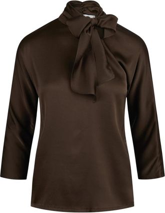 Jucca Satin Strik Blouse - Dames - Blouses - Bruin - S - Satijn - Overhemden