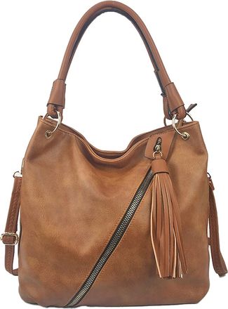 Generic Womens Leather Handbag Classic Leather Top-handle Bags Casual Hobo Bag-Shoulder Bag with Side Pockets, Shopping, Work, 2026 (Brown,One Size)