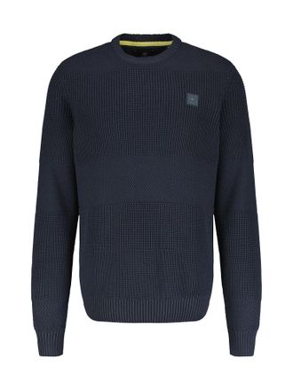 Lerros Strickpullover LERROS LERROS Herren Pullover in Strukturstrickqualit&auml;t, Herren, Gr. S, blau (classic navy), 100% Baumwolle, Rundhals, Pullover Strickp