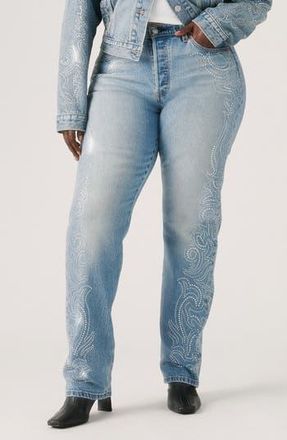 Levi's 501 Curve Embellished High Waist Straight Leg Jeans in Denim Venom Curve at Nordstrom Rack, Size 25 X 30