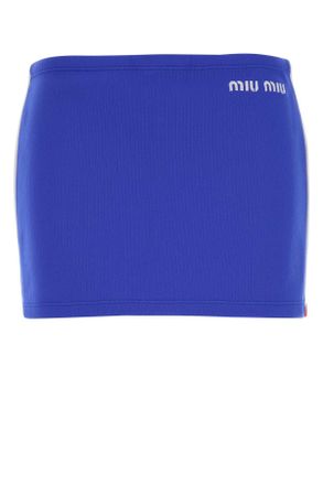 Miu Miu Blue Stretch Nylon Mini Skirt