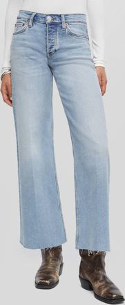 Re/Done Mid Rise Wide Leg Crop Jeans In Undertow Wash