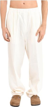 Laneus Wijde broek - Heren - Wijde Broeken - Beige - XL - Linnen - Broeken