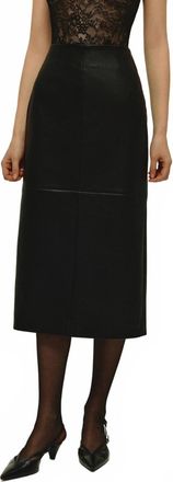 Elodie Leather Midi Skirt In Black