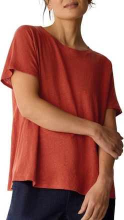 Eileen Fisher Organic Linen Crewneck T-Shirt in Blood Orange at Nordstrom, Size Xx-Small