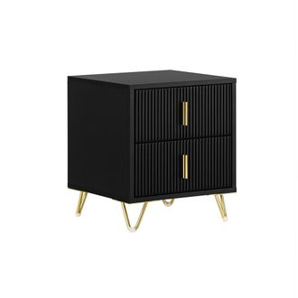 SoBuy Sobuy - Mesita De Noche Mesa Auxiliar Mobiliario De Sal&oacute;n Moderno Con 2 Cajones 40 X 40 X 47 Cm Negro Fbt115-sch Es