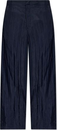 Giorgio Armani Broeken, Heren, Blauw, M, Viscose Technical Twill Flat-Front Broek