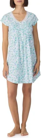 Eileen West Cotton Short Nightgown in Aqua Multi at Nordstrom, Size X-Large