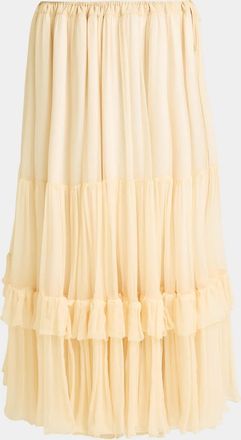 Chlo&eacute; Silk Tiered Maxi Skirt