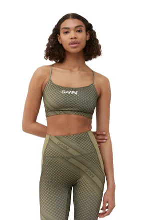 Ganni Green Active Strap Top - Size XS Recycled Nylon