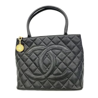 Chanel Black Grained Calfskin Tote Bag (Pre-Owned)