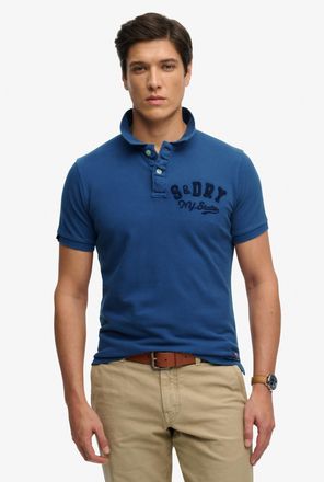Superdry Poloshirt SUPERDRY VINTAGE ATHLETIC POLO, Herren, Gr. XXL, bay blau, Single Jersey, Obermaterial: 100% Baumwolle, bedruckt, relaxed fit normal, Rundha