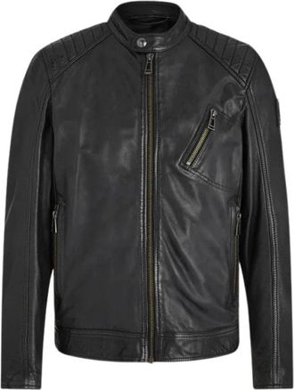 Belstaff Zwarte Bikerjas V Racer Blauw - Heren - Leren en Su&egrave;de Jassen - Zwart - 2XL - Leer - Jassen