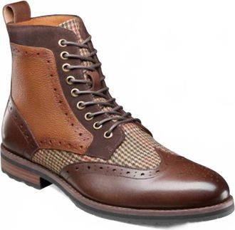 Stacy Adams Mens Oswyn Wingtip Lace Up Boot In Brown Multi