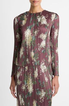 Vince Lilac Micropleat Satin Top in Dk Bordeaux at Nordstrom Rack, Size X-Large