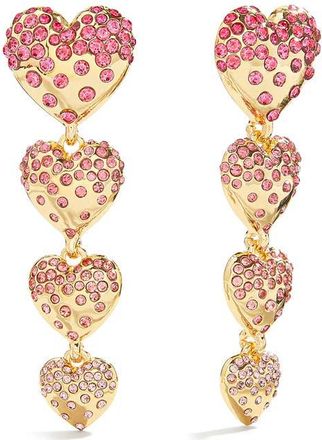 BaubleBar Isabelle Pav&eacute; Heart Linear Drop Earrings in Gold/Pink at Nordstrom