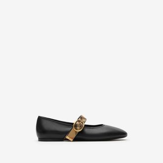 Burberry Check Strap Leather Robin Ballerinas