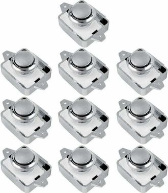 OEM 10 Piezas De Bot&oacute;n Pulsador Con Cerradura Sa Rv Para Caj&oacute;n, Armario, Puerta, Autocaravana (plata, 10 Piezas)