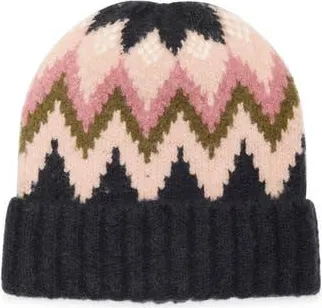 BCBGeneration Harbor Fair Isle Beanie in Black Pink at Nordstrom Rack