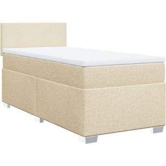 vidaXL Cama Box Spring Con Colch&oacute;n Tela Color Crema 100x200 Cm Vidaxl